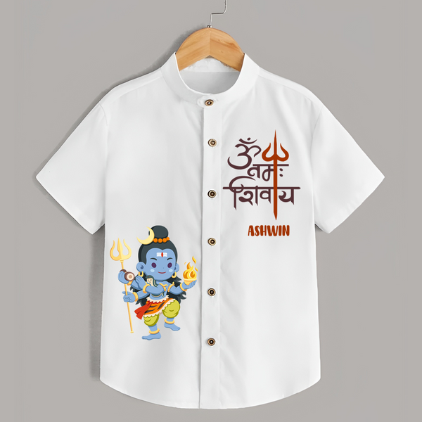 Om Namah Shivaya Shirt | Personalized Baby Shirt for Lord Shiva - WHITE - 0 - 6 Months Old (Chest 23")