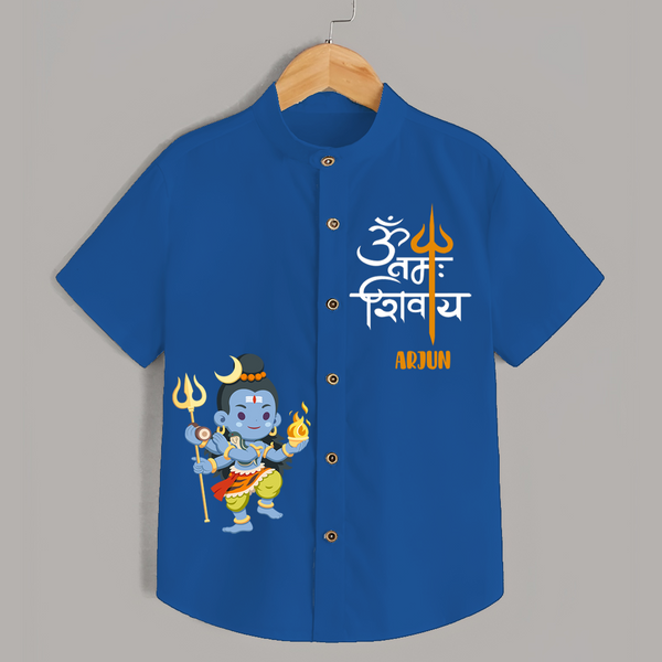 Om Namah Shivaya Shirt | Personalized Baby Shirt for Lord Shiva - COBALT BLUE - 0 - 6 Months Old (Chest 23")