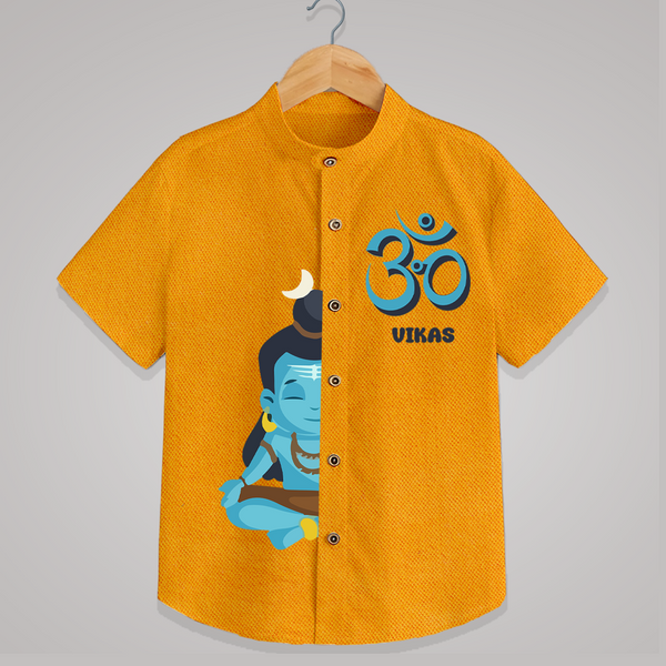 Om Shirt | Personalized Baby Shirt for Shiva Worship - CHROME YELLOW - 0 - 6 Months Old (Chest 23")