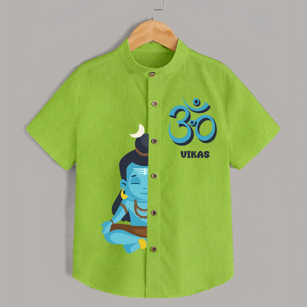 Om Shirt | Personalized Baby Shirt for Shiva Worship - LIME GREEN - 0 - 6 Months Old (Chest 23")