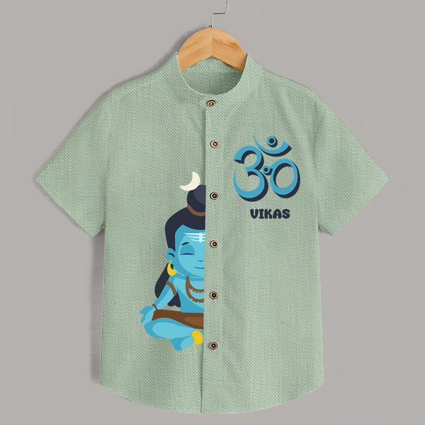 Om Shirt | Personalized Baby Shirt for Shiva Worship - MINT GREEN - 0 - 6 Months Old (Chest 23")