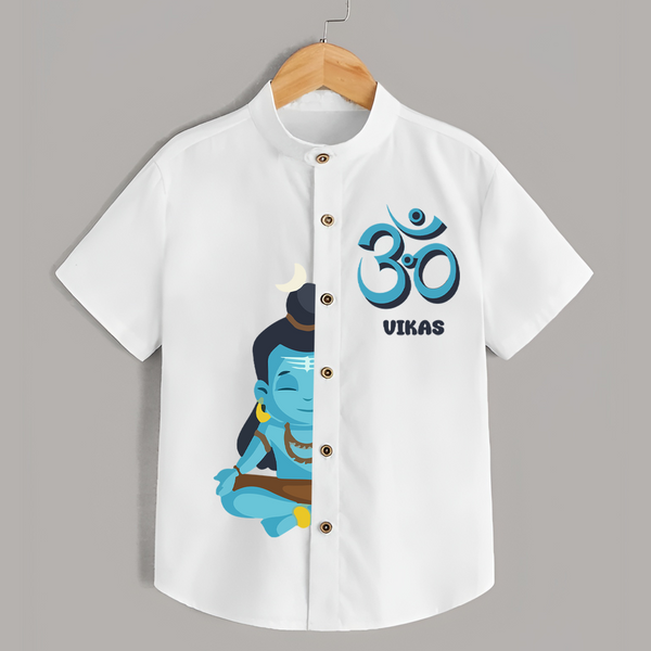 Om Shirt | Personalized Baby Shirt for Shiva Worship - WHITE - 0 - 6 Months Old (Chest 23")