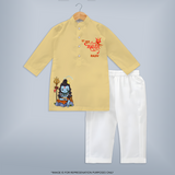 Hail Lord Shiva Kurta Set | Custom Baby Kurta Set for Shiva Celebration - PASTEL YELLOW - 3 - 6 Months Old (Chest 24", Kurta Length 14'', Waist 19", Pant Length 14")