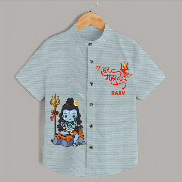 Hail Lord Shiva Shirt | Custom Baby Shirt for Shiva Celebration - ARCTIC BLUE - 0 - 6 Months Old (Chest 23")