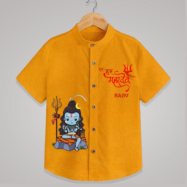 Hail Lord Shiva Shirt | Custom Baby Shirt for Shiva Celebration - CHROME YELLOW - 0 - 6 Months Old (Chest 23")