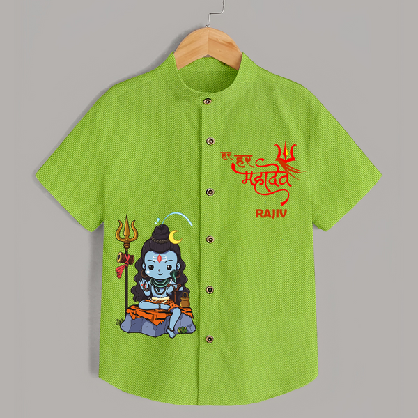 Hail Lord Shiva Shirt | Custom Baby Shirt for Shiva Celebration - LIME GREEN - 0 - 6 Months Old (Chest 23")