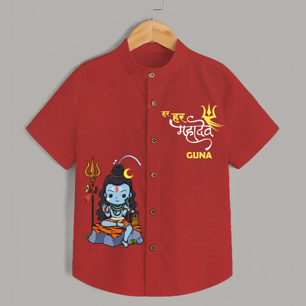 Hail Lord Shiva Shirt | Custom Baby Shirt for Shiva Celebration - RED - 0 - 6 Months Old (Chest 23")