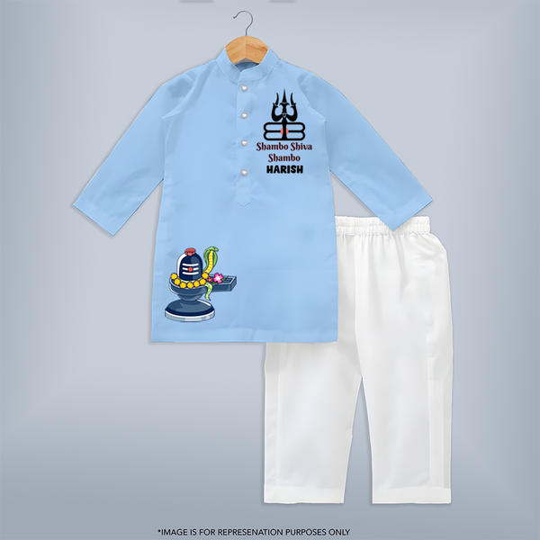 Shambo Shiva Shambo Kurta Set | Personalized Baby Kurta Set for Shiva's Blessings - BABY BLUE - 3 - 6 Months Old (Chest 24", Kurta Length 14'', Waist 19", Pant Length 14")
