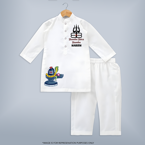 Shambo Shiva Shambo Kurta Set | Personalized Baby Kurta Set for Shiva's Blessings - WHITE - 3 - 6 Months Old (Chest 24", Kurta Length 14'', Waist 19", Pant Length 14")
