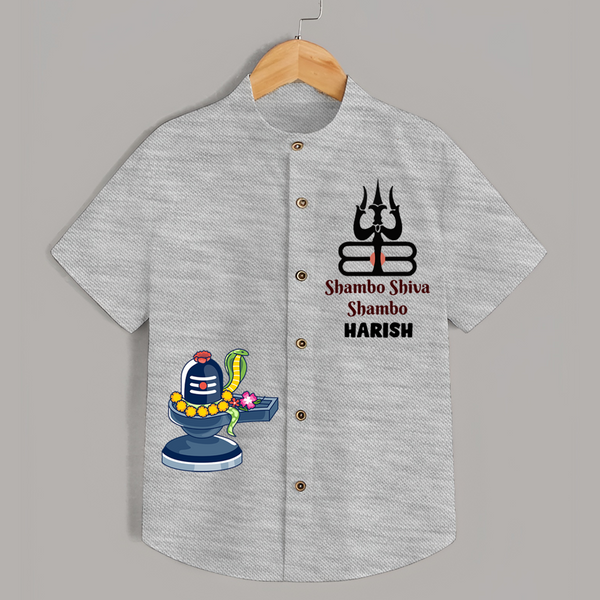 Shambo Shiva Shambo Shirt | Personalized Baby Shirt for Shiva's Blessings - GREY - 0 - 6 Months Old (Chest 23")
