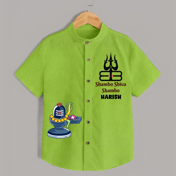 Shambo Shiva Shambo Shirt | Personalized Baby Shirt for Shiva's Blessings - LIME GREEN - 0 - 6 Months Old (Chest 23")