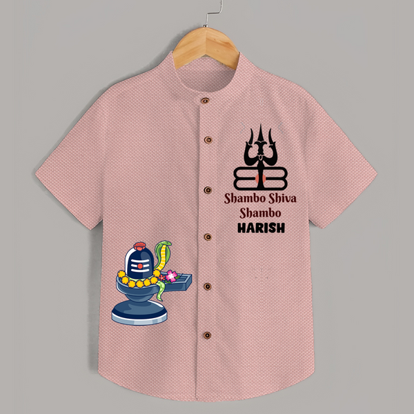 Shambo Shiva Shambo Shirt | Personalized Baby Shirt for Shiva's Blessings - PEACH - 0 - 6 Months Old (Chest 23")