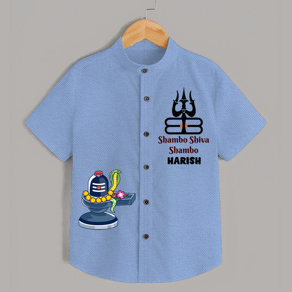 Shambo Shiva Shambo Shirt | Personalized Baby Shirt for Shiva's Blessings - SKY BLUE - 0 - 6 Months Old (Chest 23")
