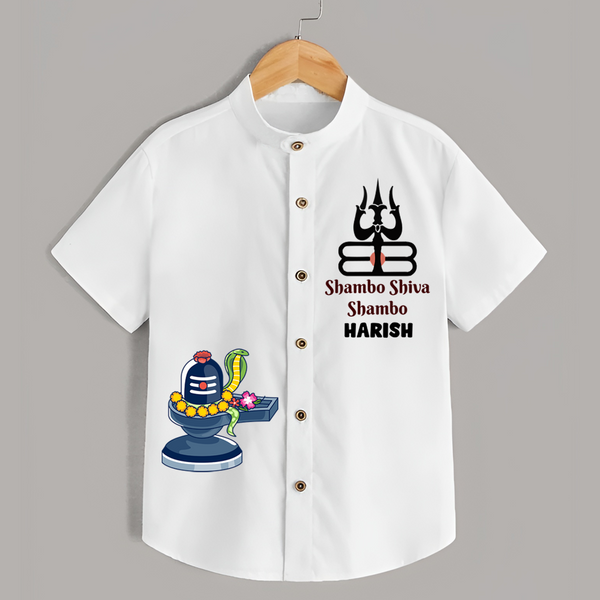 Shambo Shiva Shambo Shirt | Personalized Baby Shirt for Shiva's Blessings - WHITE - 0 - 6 Months Old (Chest 23")