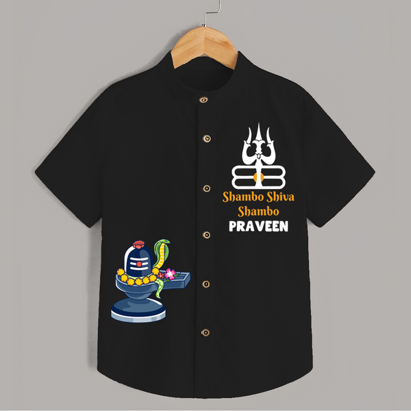 Shambo Shiva Shambo Shirt | Personalized Baby Shirt for Shiva's Blessings - BLACK - 0 - 6 Months Old (Chest 23")