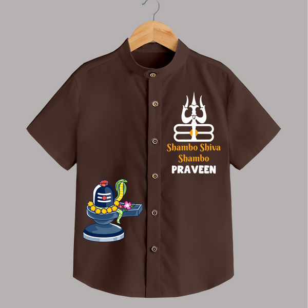 Shambo Shiva Shambo Shirt | Personalized Baby Shirt for Shiva's Blessings - CHOCOLATE BROWN - 0 - 6 Months Old (Chest 23")