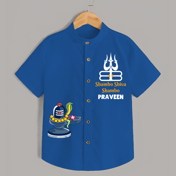 Shambo Shiva Shambo Shirt | Personalized Baby Shirt for Shiva's Blessings - COBALT BLUE - 0 - 6 Months Old (Chest 23")