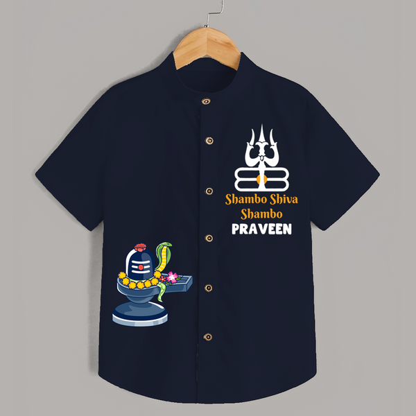Shambo Shiva Shambo Shirt | Personalized Baby Shirt for Shiva's Blessings - NAVY BLUE - 0 - 6 Months Old (Chest 23")