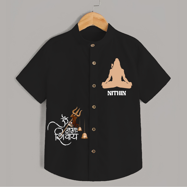 Om Namah Shivaya Traditional Shirt | Custom Baby Shirt for Shiva Devotees - BLACK - 0 - 6 Months Old (Chest 23")