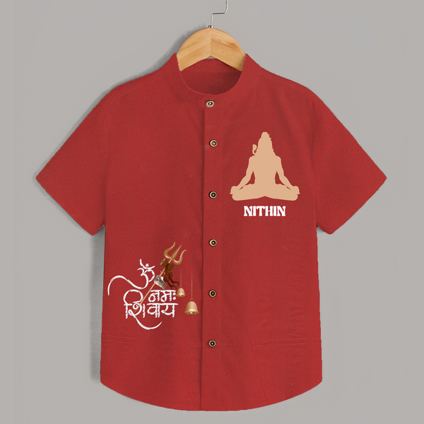 Om Namah Shivaya Traditional Shirt | Custom Baby Shirt for Shiva Devotees - RED - 0 - 6 Months Old (Chest 23")