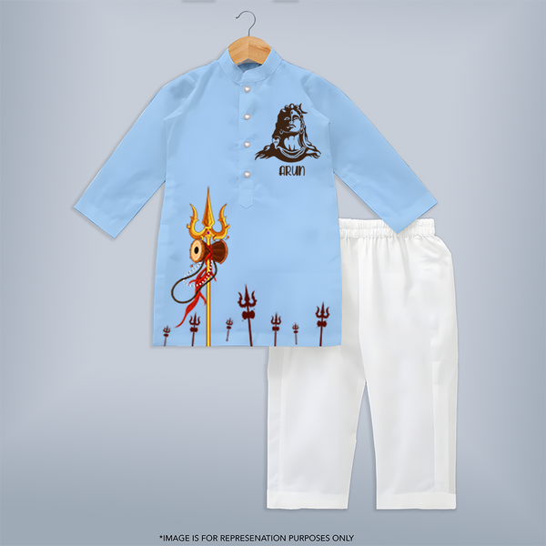 Shiva Kurta Set | Personalized Baby Kurta Set for the Blessings of Lord Shiva - BABY BLUE - 3 - 6 Months Old (Chest 24", Kurta Length 14'', Waist 19", Pant Length 14")