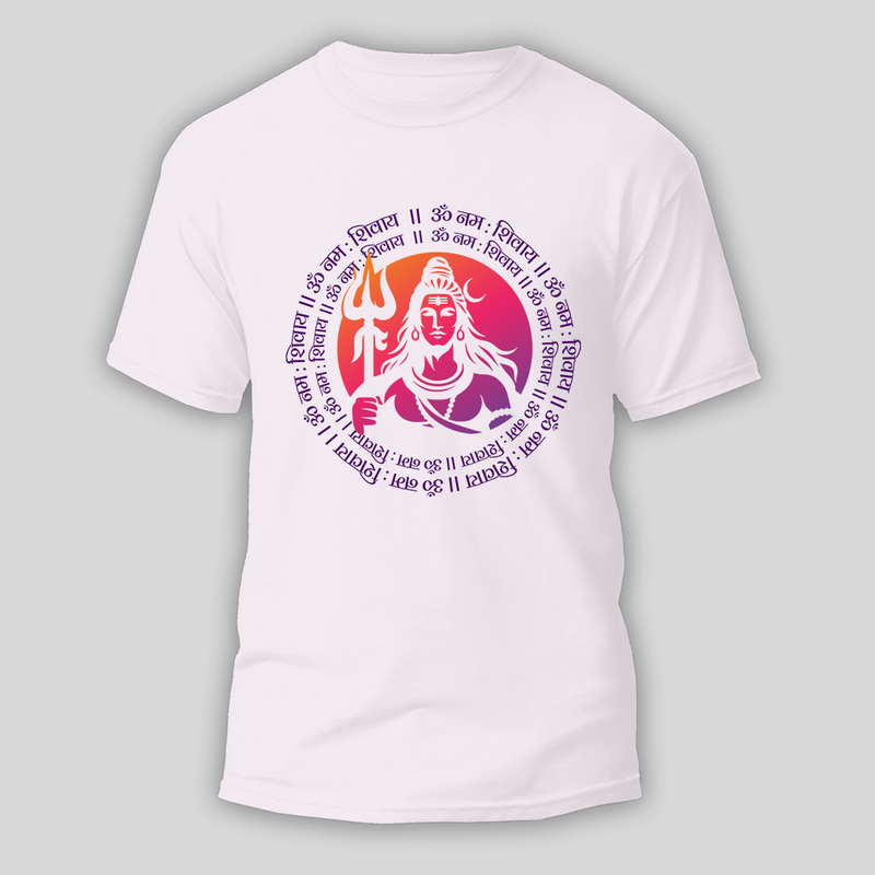 Om Namah Shivaya Customized T-Shirt For Adult - WHITE - S (Chest 19")