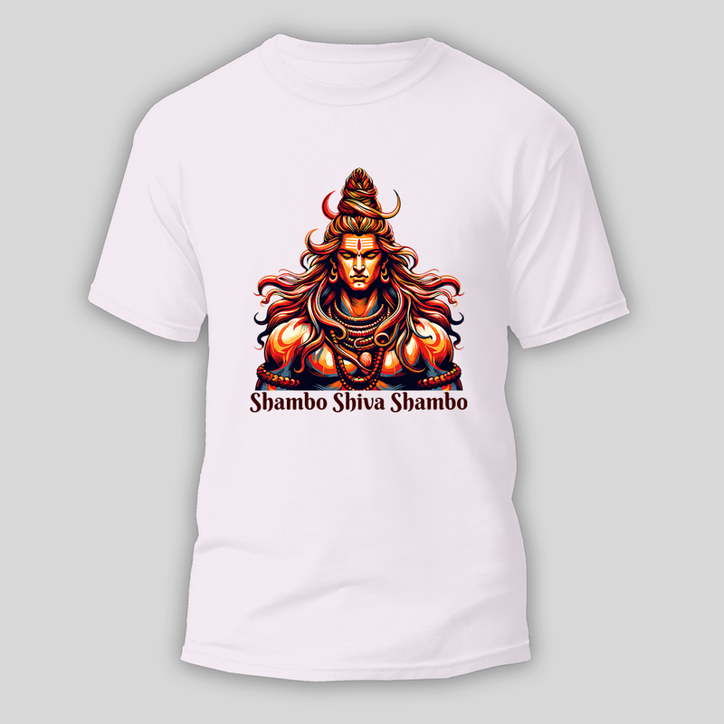 Sambo Shiva Sambo Glory Of Mahadev - Customized T-shirt For Adult - WHITE - S (Chest 19")