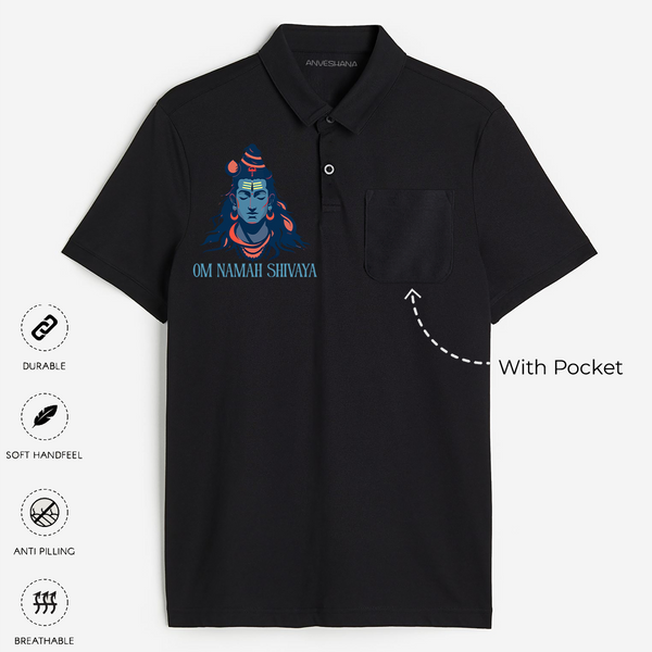 Om Namah Shivaya Strength And Serenity - Customized Polo T-shirt For Adult - BLACK - Small (Chest 19")