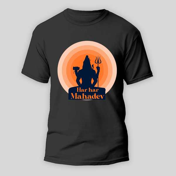 Hara Hara Mahadev The Destroyer And Creator - Customized T-shirt For Adult - BLACK - S (Chest 19")