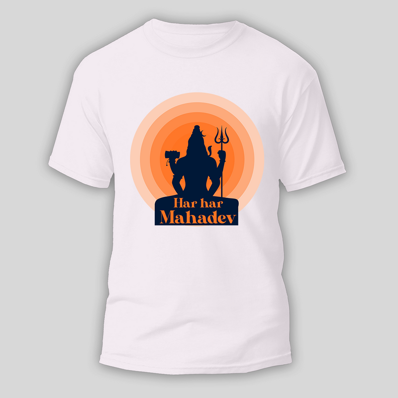 Hara Hara Mahadev The Destroyer And Creator - Customized T-shirt For Adult - WHITE - S (Chest 19")