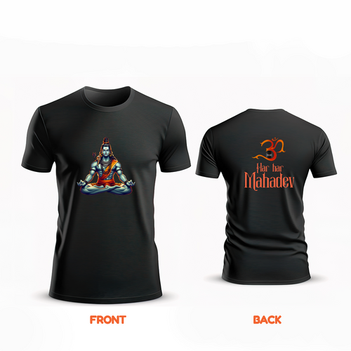 Har Har Mahadev - The Eternal Blessing - Front And Back Imprinted T-Shirt For Adults