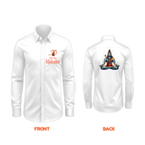 Har Har Mahadev - The Eternal Blessing - Front And Back Imprinted Collared Full Sleeve Shirt For Adults - WHITE - S (Chest 40")