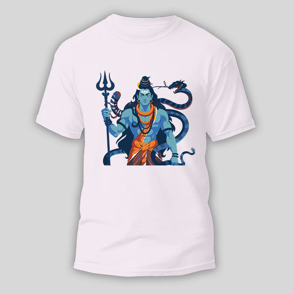 Mahadev - The Destroyer and Protector - Customized T-shirt For Adult - WHITE - S (Chest 19")