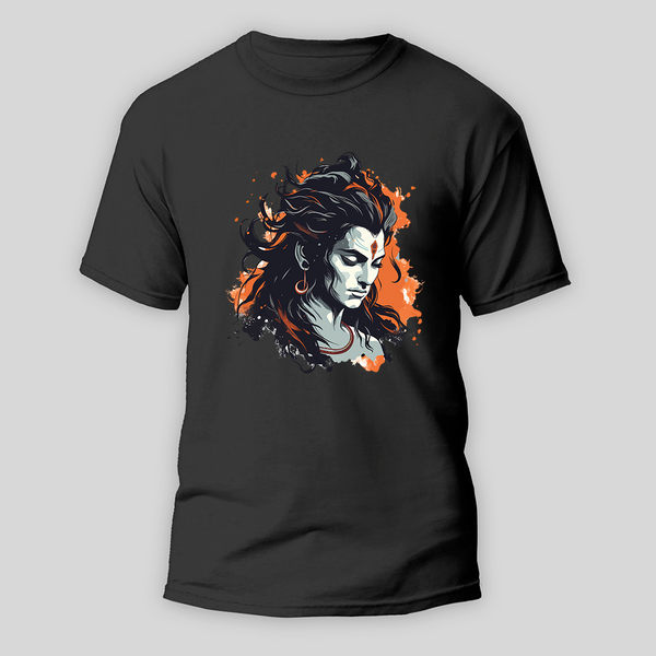 Shiva The Third-Eyed Lord - Customized T-shirt For Adult - BLACK - S (Chest 19")