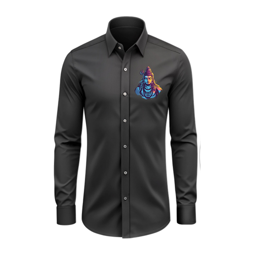 Divine Shiva , The Supreme Yogi - Maha Shivaratri Themed Collared Full Sleeve Shirt for Adults