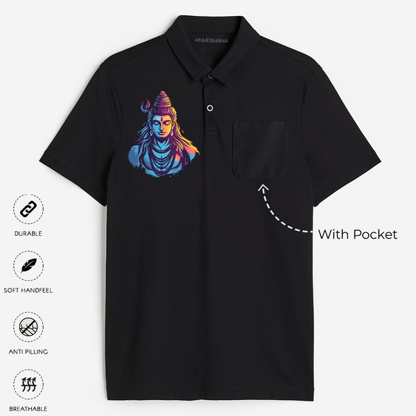 Feel The Shiva Energy - Customized Polo T-shirt For Adult - BLACK - Small (Chest 19")