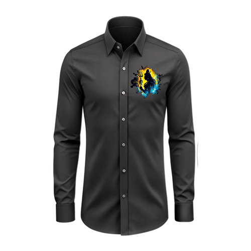 Shivaratri Night - Maha Shivaratri Themed Collared Full Sleeve Shirt for Adults