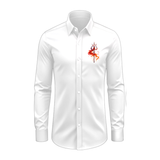 Feel The Shiva Energy - Maha Shivaratri Themed Collared Full Sleeve Shirt for Adults - WHITE - S (Chest 40")