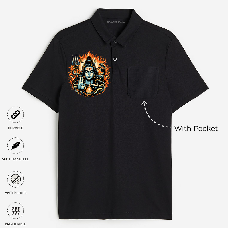 Shiva The Beginning And The End - Customized Polo T-shirt For Adult - BLACK - Small (Chest 19")