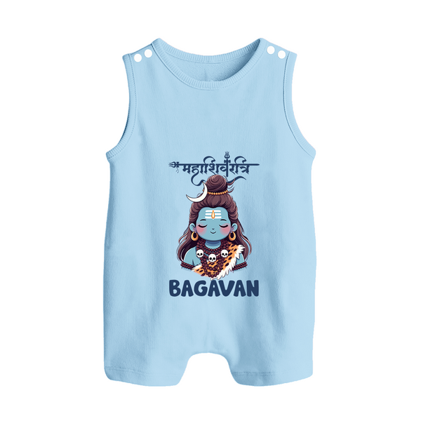 Little Mahadev Kids Romper Suit – Personalized Shiva Theme - BABY BLUE - 0 - 5 Months Old (Chest 18")