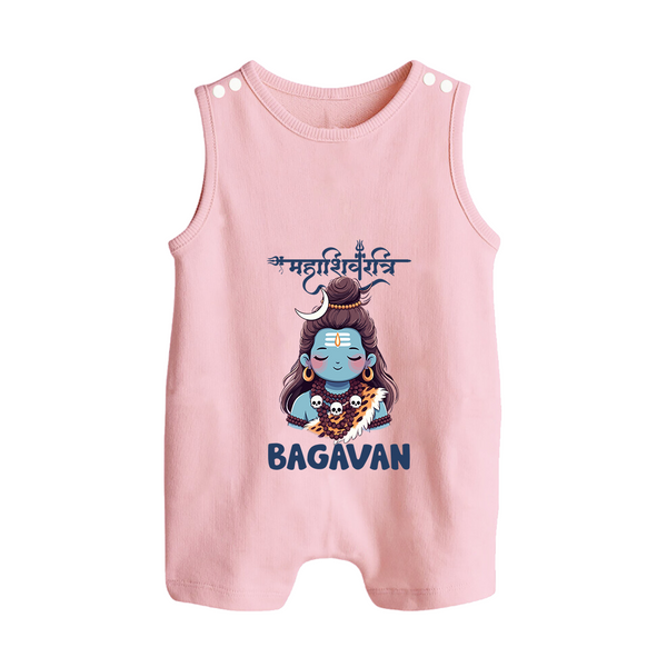 Little Mahadev Kids Romper Suit – Personalized Shiva Theme - BABY PINK - 0 - 5 Months Old (Chest 18")
