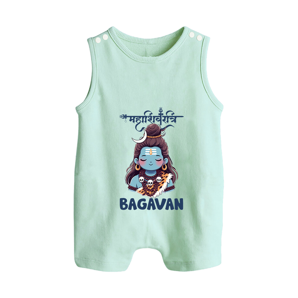 Little Mahadev Kids Romper Suit – Personalized Shiva Theme - MINT GREEN - 0 - 5 Months Old (Chest 18")