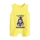 Little Mahadev Kids Romper Suit – Personalized Shiva Theme - PASTEL YELLOW - 0 - 5 Months Old (Chest 18")