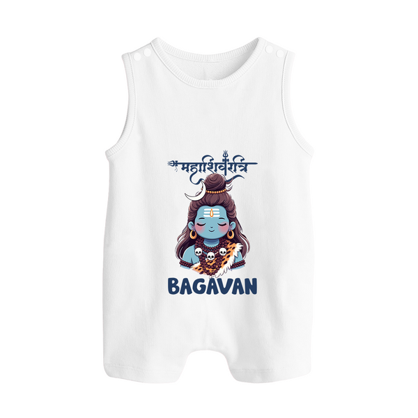 Little Mahadev Kids Romper Suit – Personalized Shiva Theme - WHITE - 0 - 5 Months Old (Chest 18")
