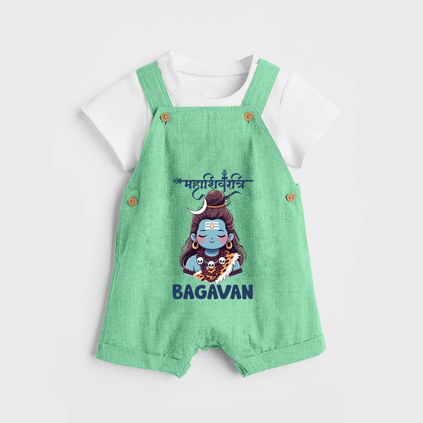 Little Mahadev Kids Dungaree – Personalized Shiva Theme - GREEN - 0 - 5 Months Old (Chest 18")