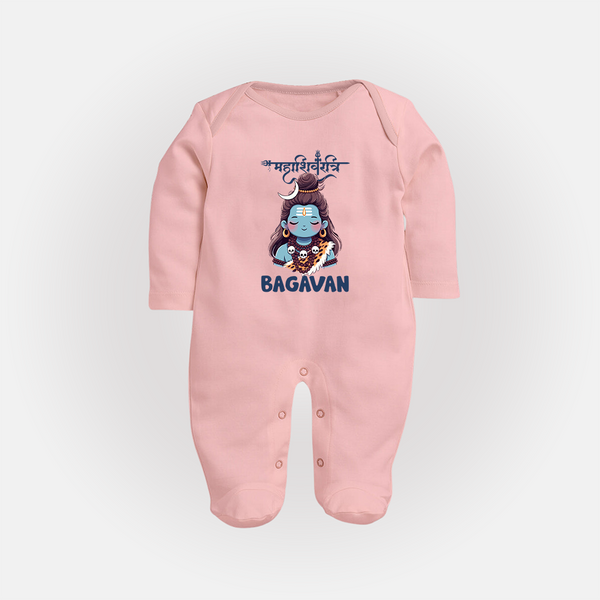 Little Mahadev Kids Fullbody Suit – Personalized Shiva Theme - BABY PINK - New Born (Chest 7.5")