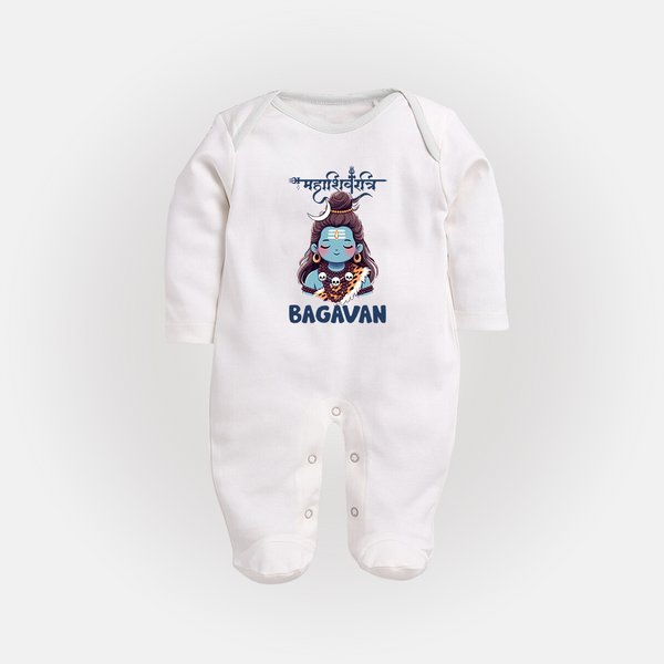 Little Mahadev Kids Fullbody Suit – Personalized Shiva Theme - WHITE - New Born (Chest 7.5")