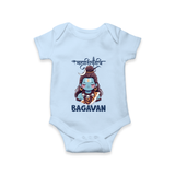 Little Mahadev Kids Romper – Personalized Shiva Theme - BABY BLUE - New Born (Chest 14")
