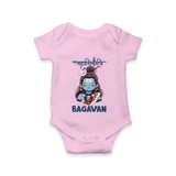 Little Mahadev Kids Romper – Personalized Shiva Theme - BABY PINK - New Born (Chest 14")