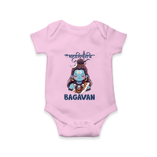 Little Mahadev Kids Romper – Personalized Shiva Theme - BABY PINK - New Born (Chest 14")